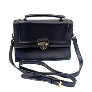 Carlton London Black Faux Leather Satchel Shoulder Bag NWOT
